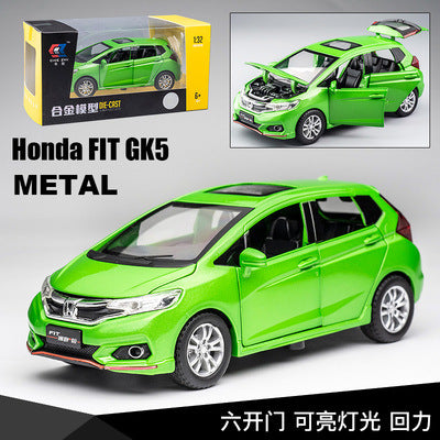 合金車模1:32 Honda 飛度發聲燈光回力玩具汽車音樂模型擺件收藏