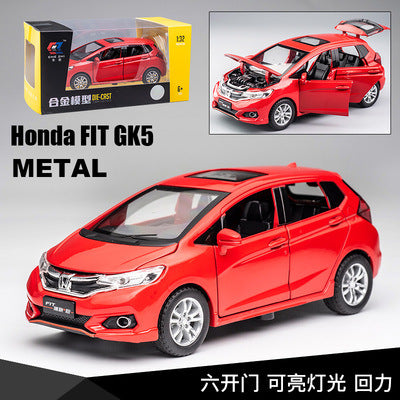 合金車模1:32 Honda 飛度發聲燈光回力玩具汽車音樂模型擺件收藏