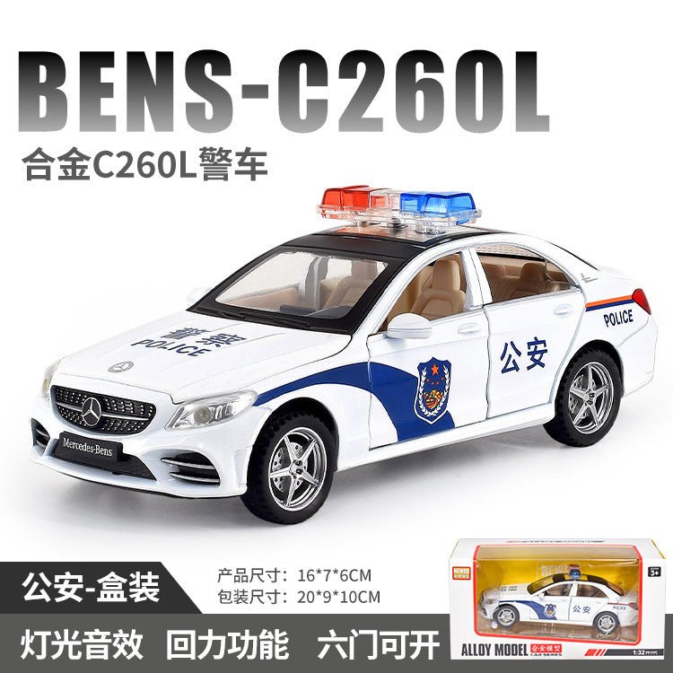 合金車模1:32 Daben C260警車發聲燈光回力玩具汽車音樂模型擺件