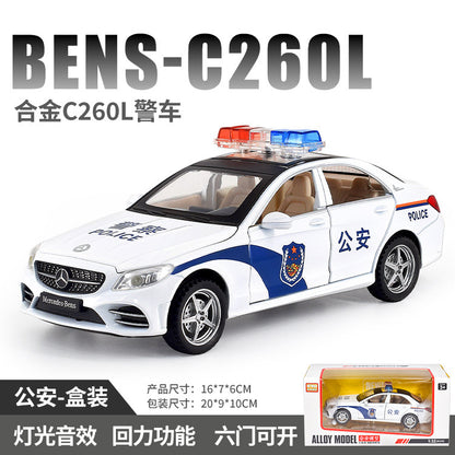 合金車模1:32 Daben C260警車發聲燈光回力玩具汽車音樂模型擺件