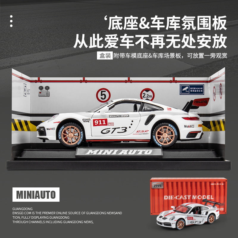 合金車模 Porsche 911GT3RS賽車模型擺件聲光回力男孩玩具車收藏