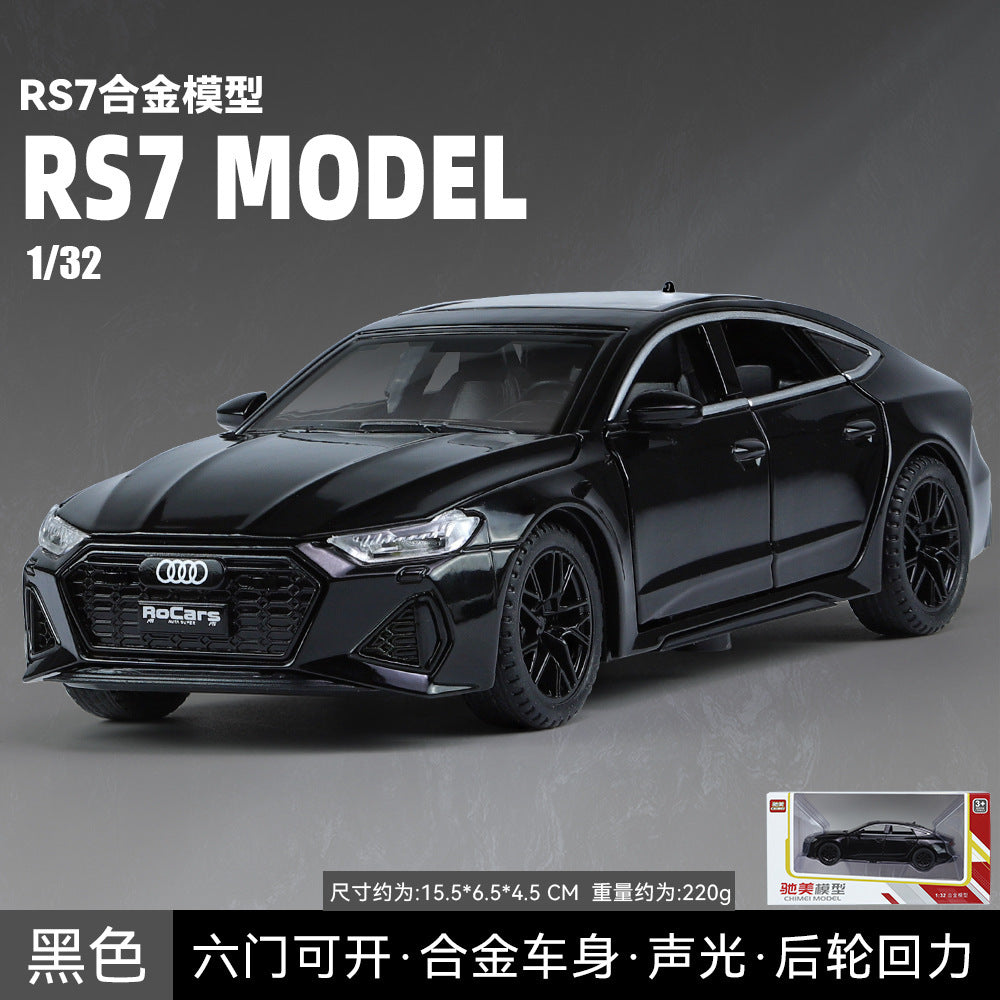 合金車模1比32 Audi RS7跑車帶聲光回力玩具車音樂模型擺件藏品
