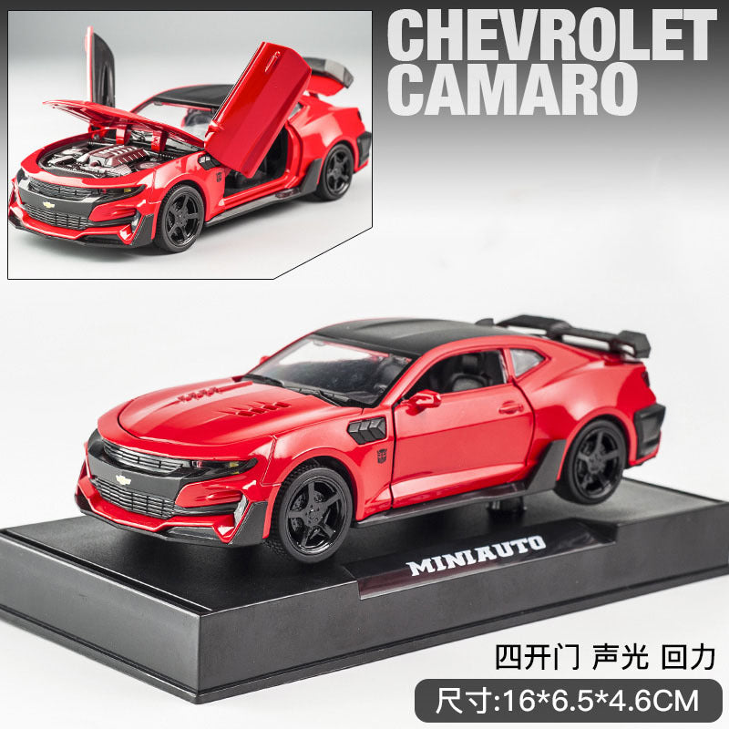 1:32 Camaro 合金跑車模型聲光回力男孩玩具汽車大黃蜂模型擺