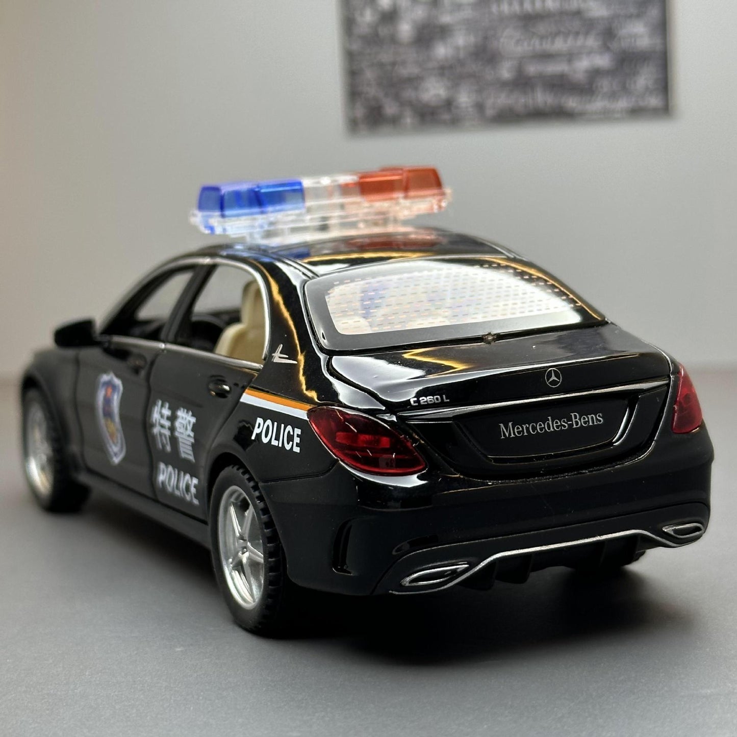 合金車模1:32 Daben C260警車發聲燈光回力玩具汽車音樂模型擺件