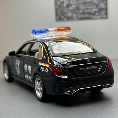 合金車模1:32 Daben C260警車發聲燈光回力玩具汽車音樂模型擺件