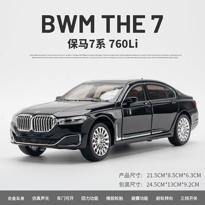 合金車模1比24 BMW 760Li帶聲光回力玩具汽車音樂模型擺件收藏