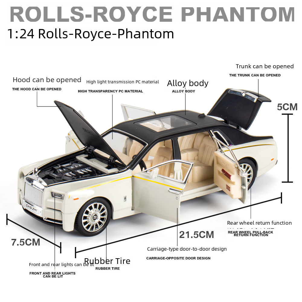 金汽車模型Rolls-royce 1:24卷幻影回拉聲音照明玩具汽車音樂模型裝飾品合集