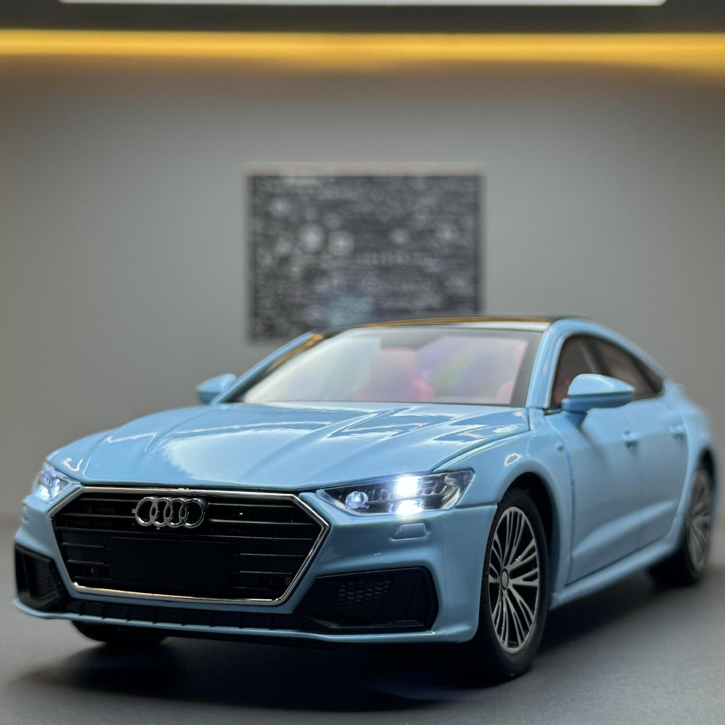 合金車模1:24 Audi A7轎車帶聲光回力玩具汽車音樂模型擺件代發