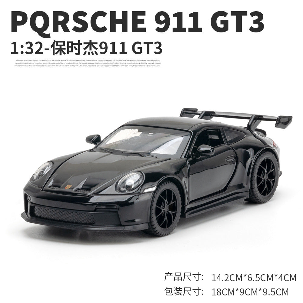 合金車模1:32 Porsche 911GT3跑車馬天尼回力玩具車音樂模型擺件