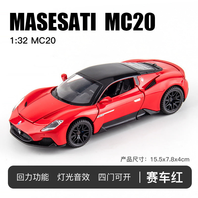 金車模1:32 Maserati MC20跑車回力帶聲光玩具電池車音樂模型擺件
