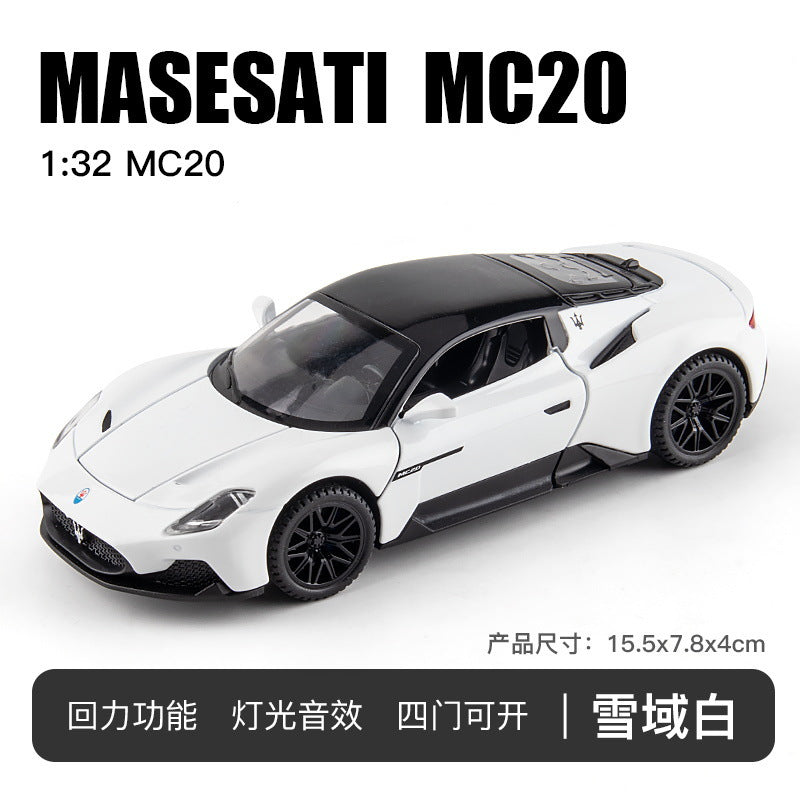 金車模1:32 Maserati MC20跑車回力帶聲光玩具電池車音樂模型擺件