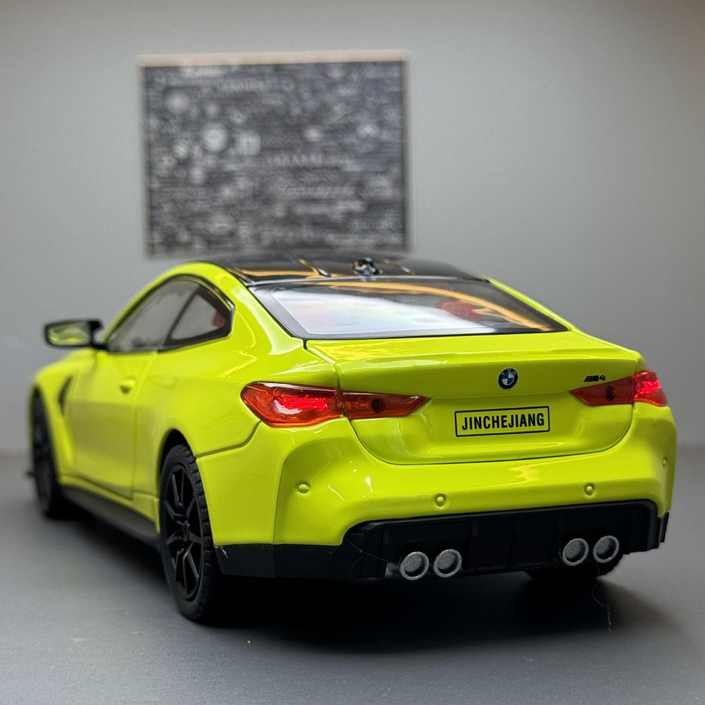 合金車模1:24 BWM M4跑車帶聲光回力玩具車音效模型擺件代發