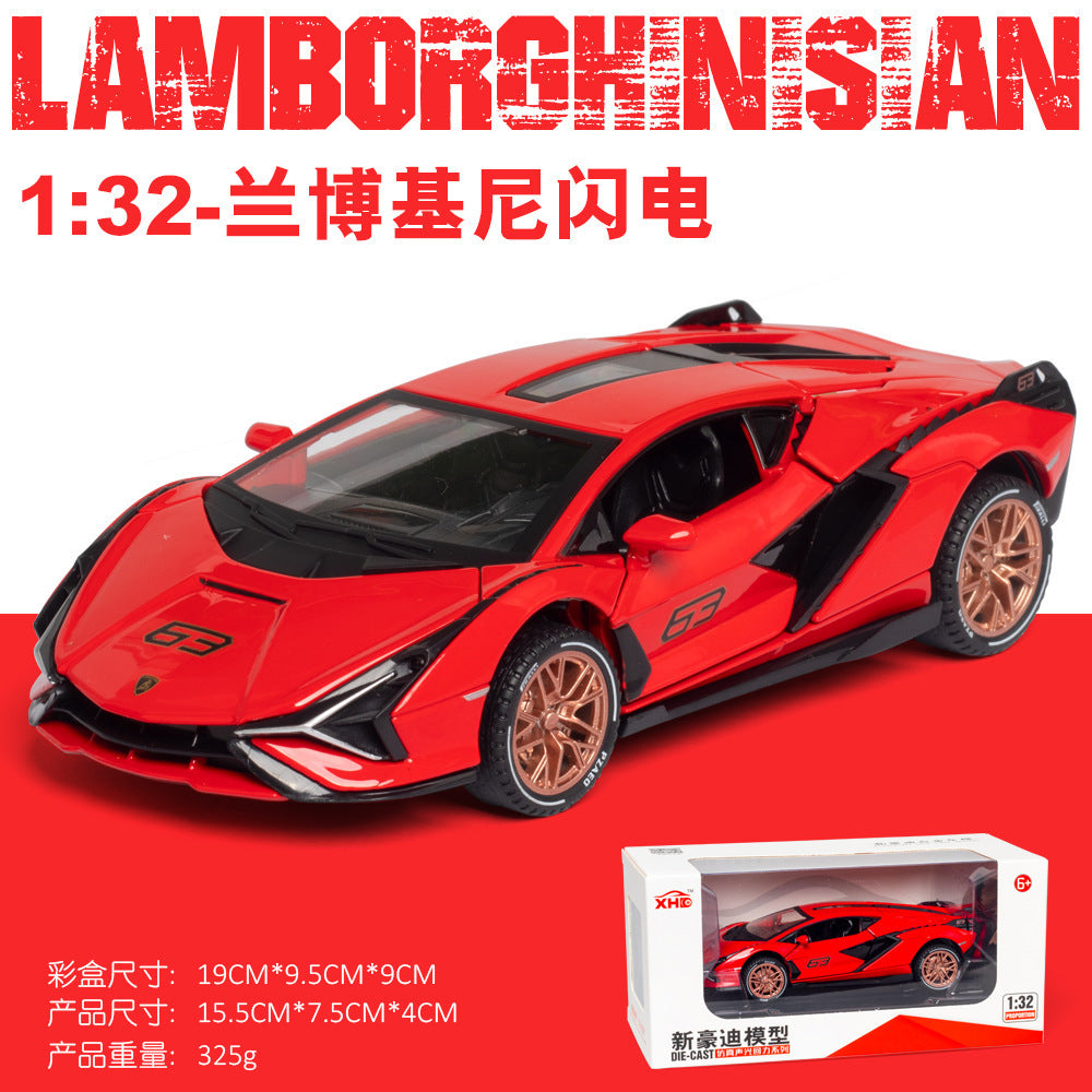 合金車模1:32 Rambo 閃電賽道跑車聲光回力玩具車音樂模型擺件