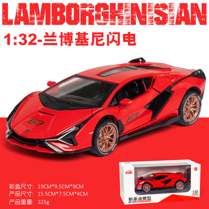 合金車模1:32 Rambo 閃電賽道跑車聲光回力玩具車音樂模型擺件