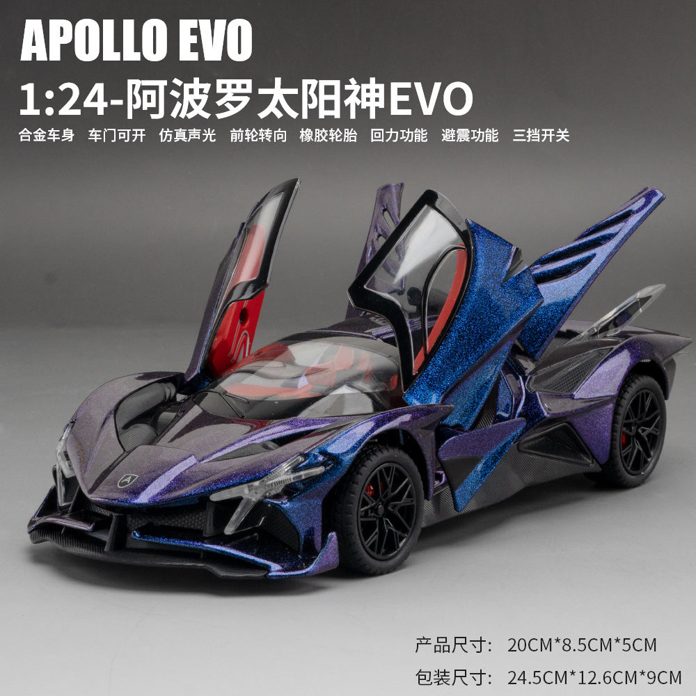 合金車模1比24A pollo EVO跑車聲光回力玩具車音樂模型擺件代發