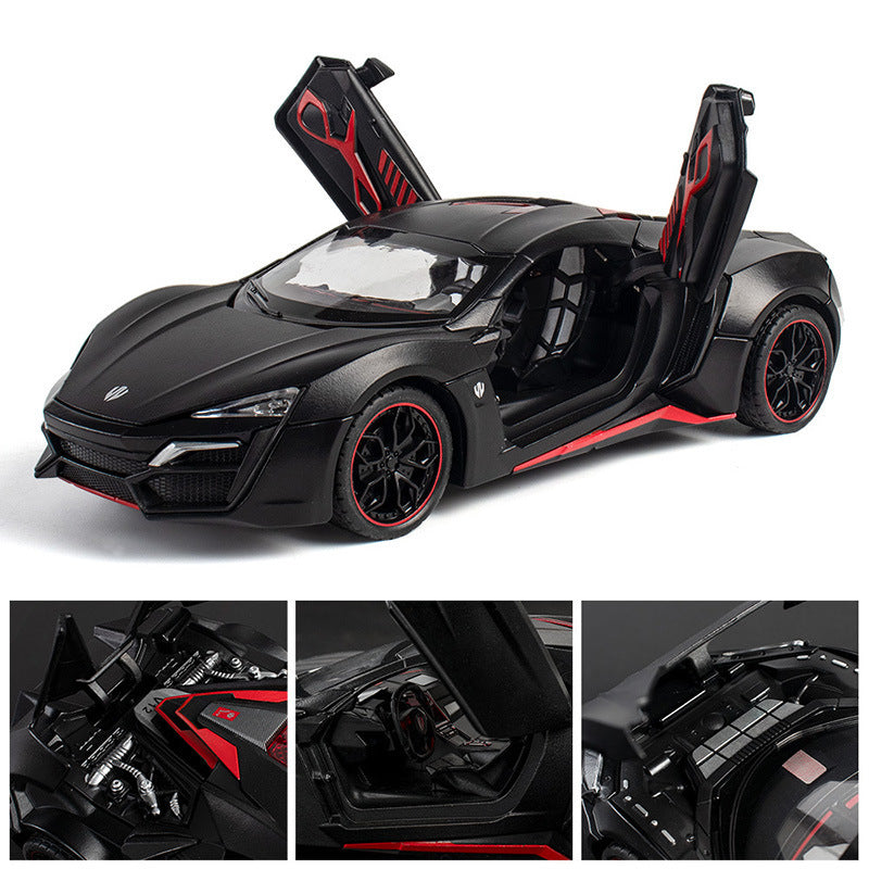 合金車模1:24 Ryken 跑車回力帶聲光玩具車音樂模型擺件代發批發