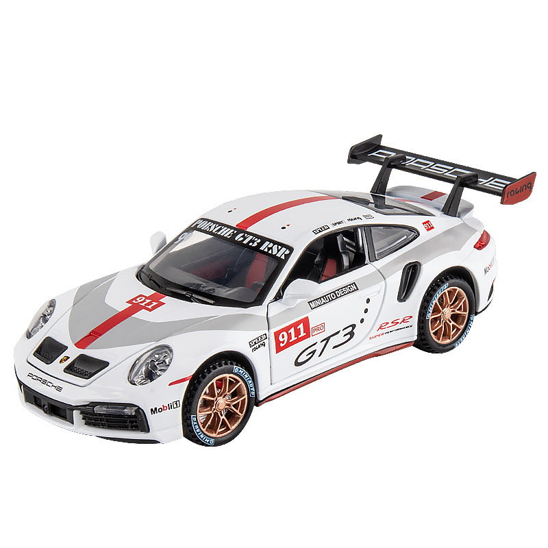 合金車模 Porsche 911GT3RS賽車模型擺件聲光回力男孩玩具車收藏