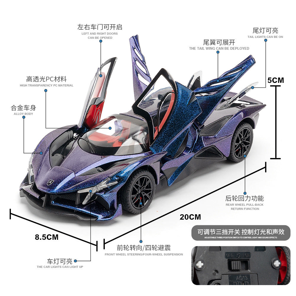 合金車模1比24A pollo EVO跑車聲光回力玩具車音樂模型擺件代發