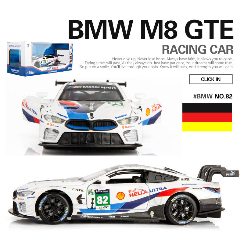 合金車模1:32 Bmw M8跑車賽道版聲光回力玩具車音樂模型擺件
