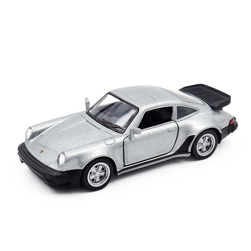 合金車模1:36 Porsche 911Turbo復古無聲光玩具車回力模型擺件