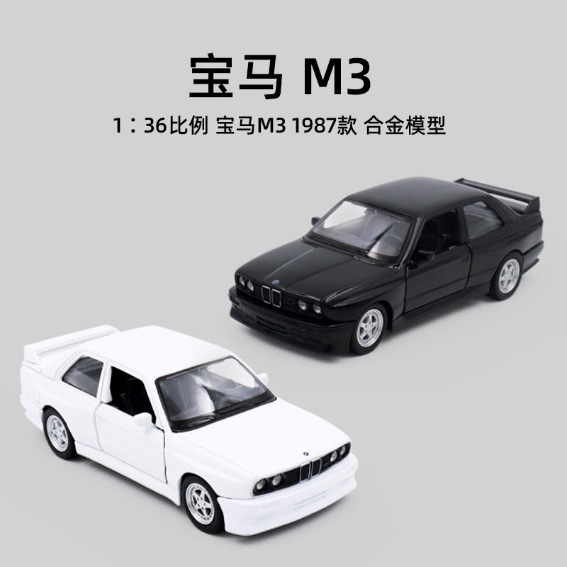 合金車模1:36 Bmw M31987復古跑車無聲光玩具車回力模型擺件