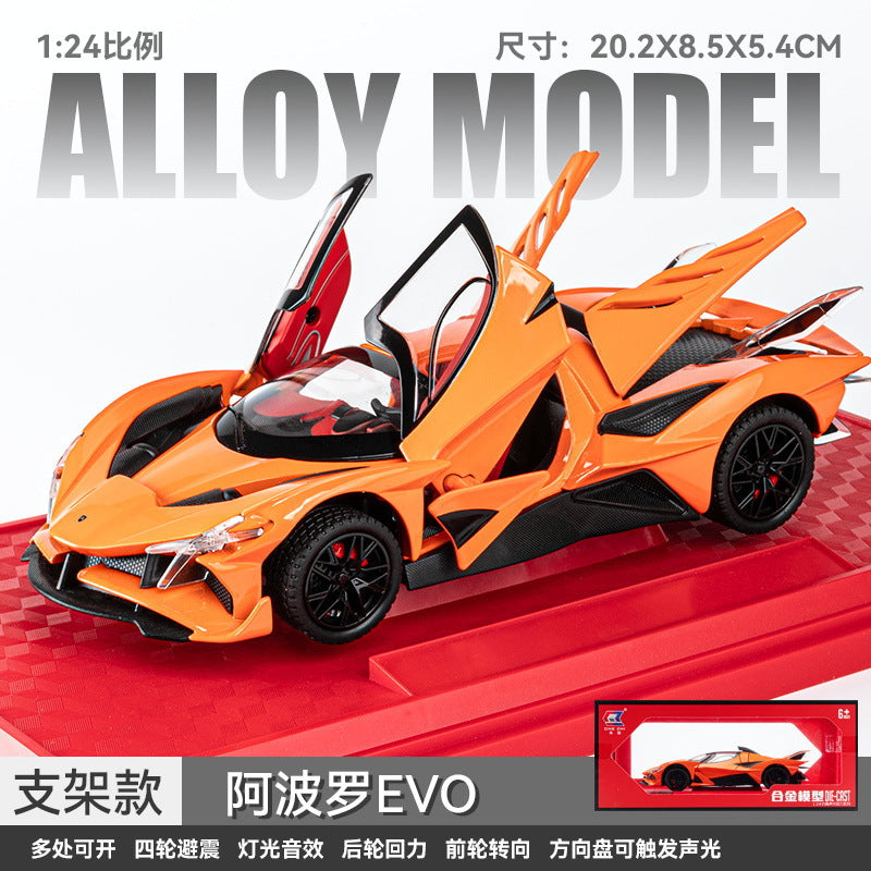 合金車模1比24A pollo EVO跑車聲光回力玩具車音樂模型擺件代發