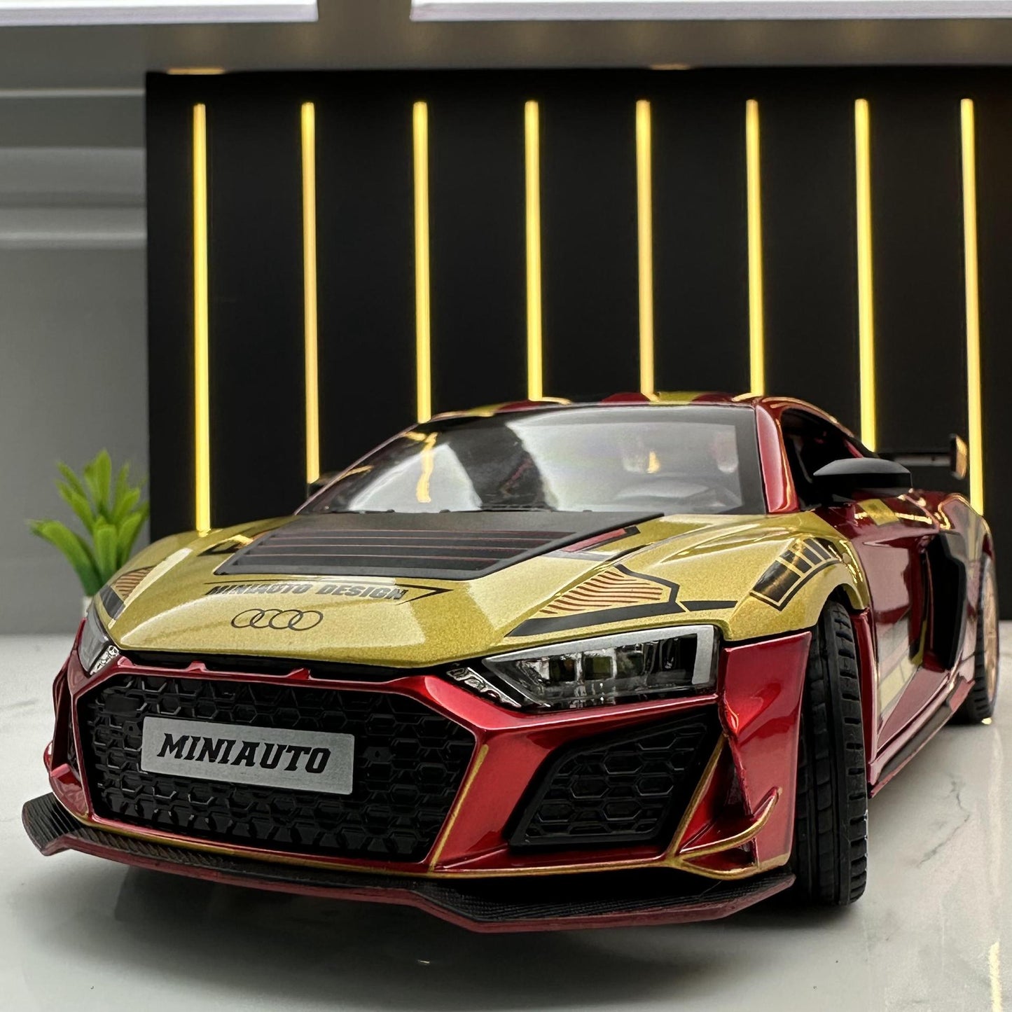合金車模Audi奧迪R8賽道跑車帶聲光回力男孩玩具汽車模型擺件收藏