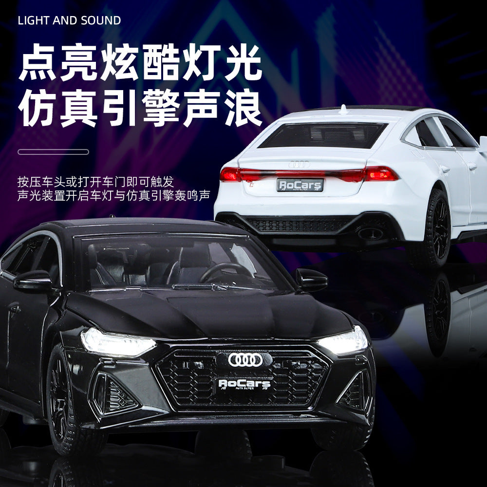 合金車模1比32 Audi RS7跑車帶聲光回力玩具車音樂模型擺件藏品