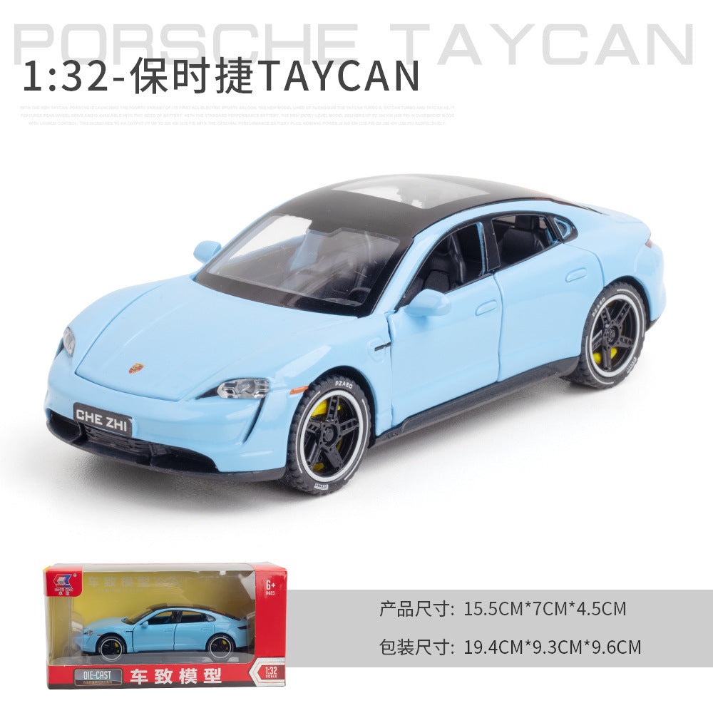合金車模1:32 Porsche 保時捷Taycan電車回力聲光玩具汽車模音樂型擺件