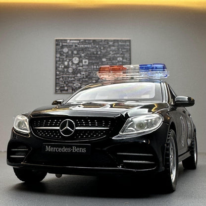 合金車模1:32 Daben C260警車發聲燈光回力玩具汽車音樂模型擺件