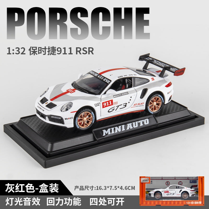 合金車模 Porsche 911GT3RS賽車模型擺件聲光回力男孩玩具車收藏