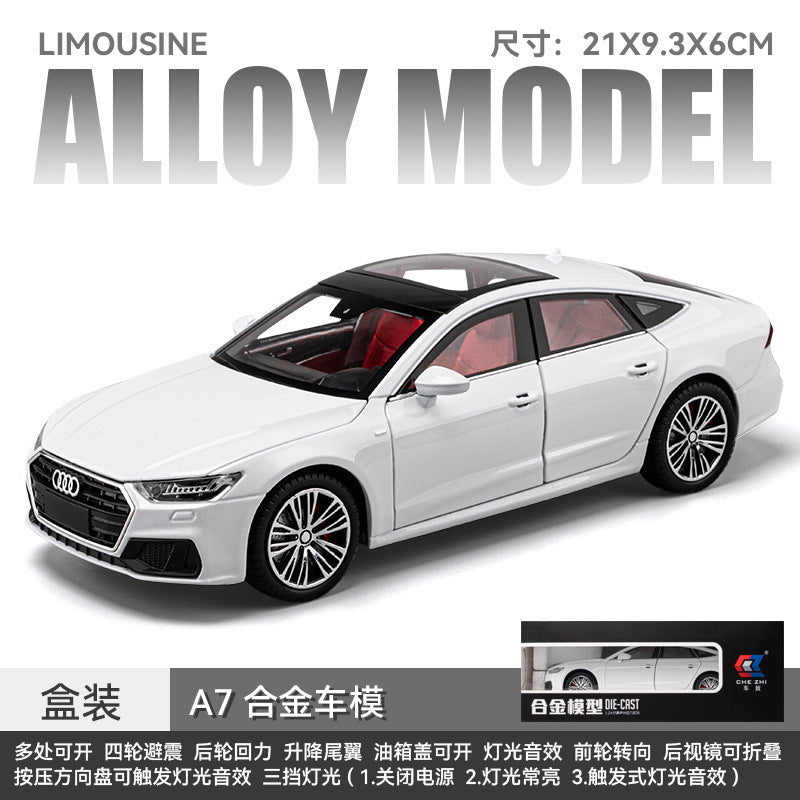 合金車模1:24 Audi A7轎車帶聲光回力玩具汽車音樂模型擺件代發