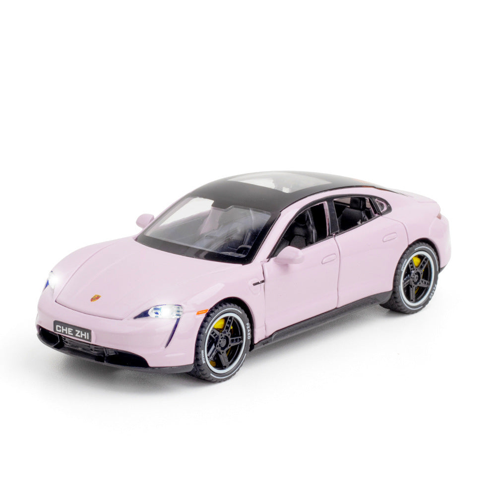 合金車模1:32 Porsche 保時捷Taycan電車回力聲光玩具汽車模音樂型擺件