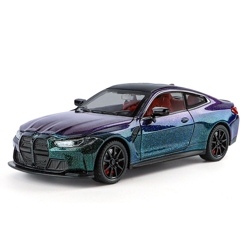 合金車模1:24 BWM M4跑車帶聲光回力玩具車音效模型擺件代發