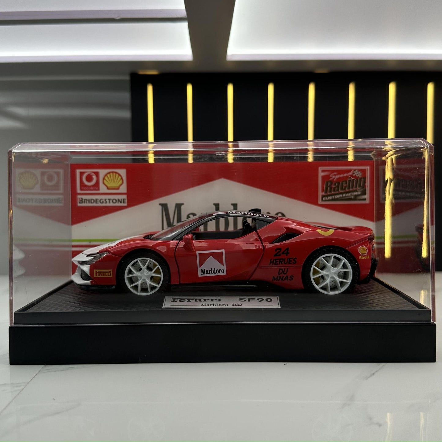 合金車模1:32 Rafa SF90塗裝版回力玩具車音樂模型擺件防塵盒