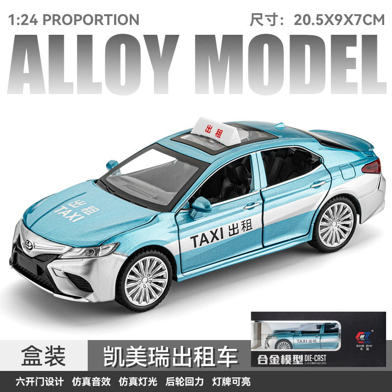 合金車模1:24 Camry 計程車帶聲光回力玩具車音樂模型擺件藏品