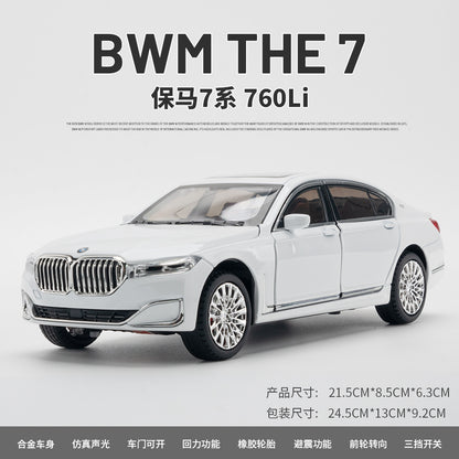 合金車模1比24 BMW 760Li帶聲光回力玩具汽車音樂模型擺件收藏