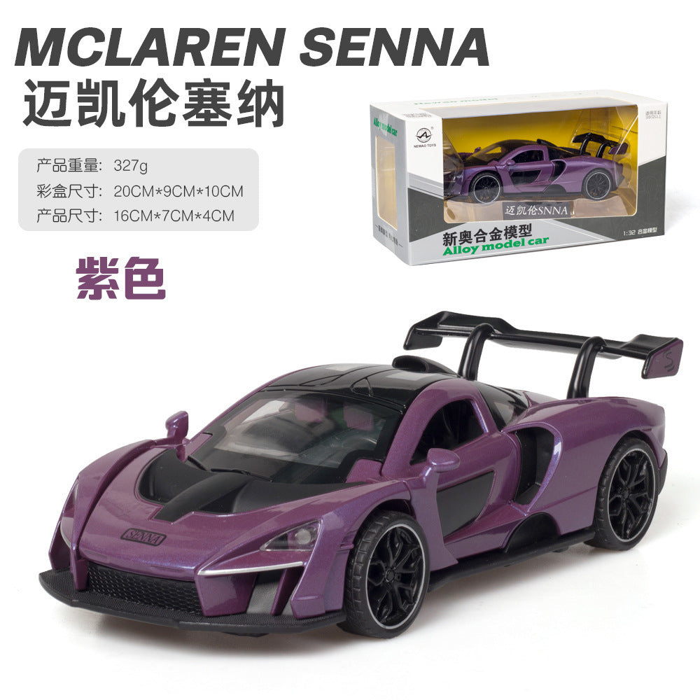 合金車模1:32 McLaren 塞納跑車發聲回力燈光玩具車音樂模型擺件