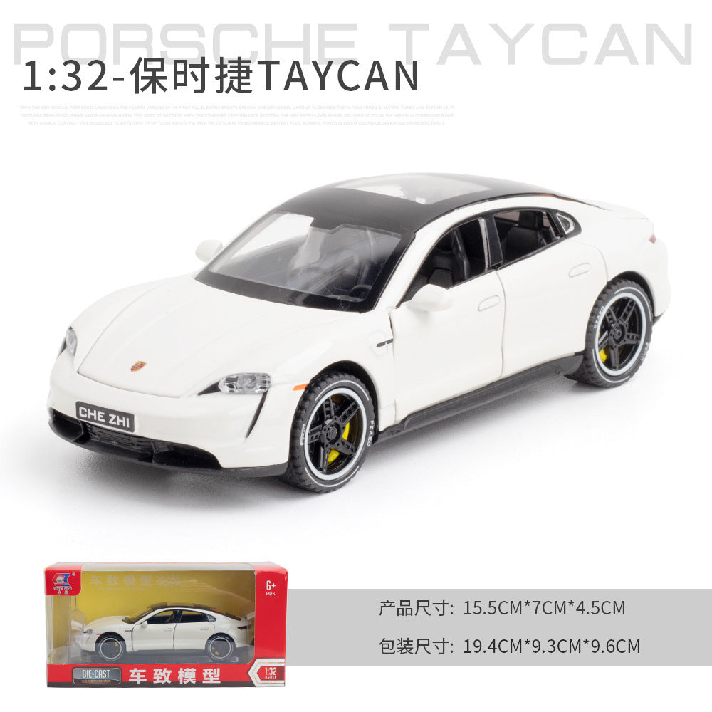 合金車模1:32 Porsche 保時捷Taycan電車回力聲光玩具汽車模音樂型擺件