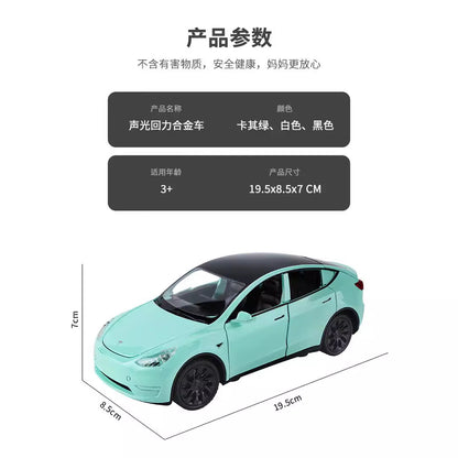 合金車模1:24 Tesla MODELY聲光回力玩具汽車音樂模型擺件代發