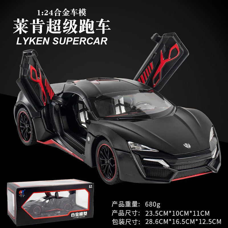 合金車模1:24 Ryken 跑車回力帶聲光玩具車音樂模型擺件代發批發