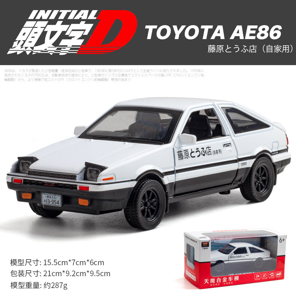 合金車模1:32 Fujiwara 豆腐AE86聲光回力玩具汽車音樂模型擺件收藏
