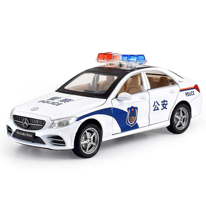 合金車模1:32 Daben C260警車發聲燈光回力玩具汽車音樂模型擺件