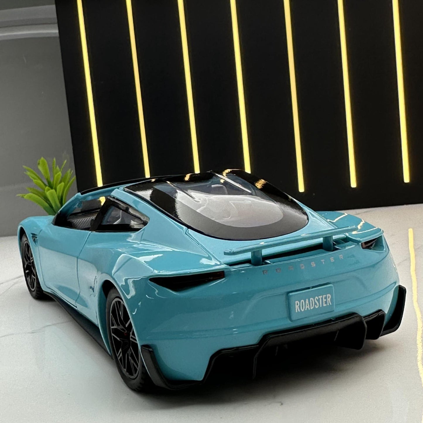 合金汽車模型 1:24 敞篷 tesla 敞篷跑車回力玩具汽車音樂模型裝飾品