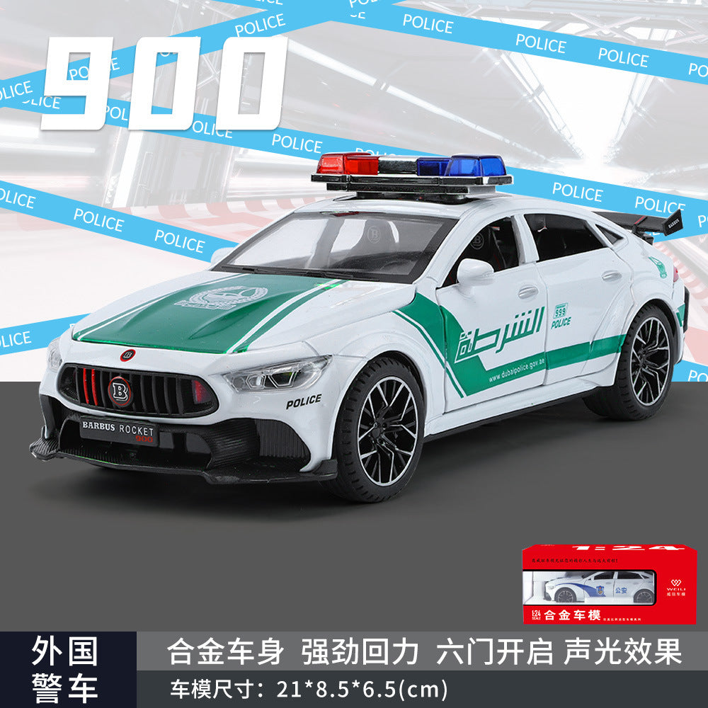 合金車模1:24 Babos 中東版警車帶聲光玩具車音樂模型擺件代發