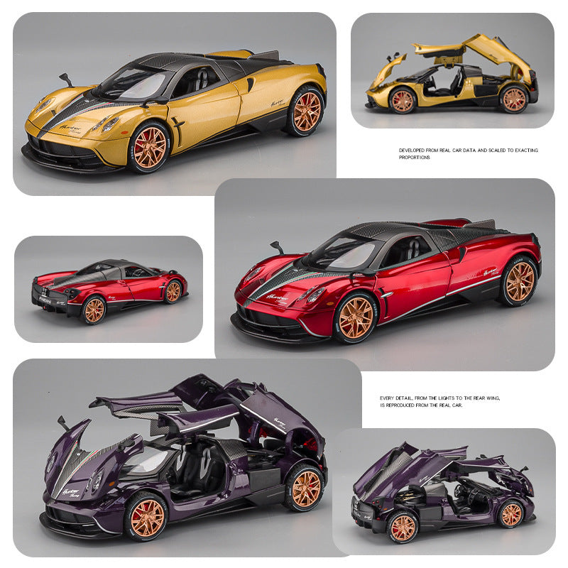 合金車模1:22 Pagani 中國龍跑車回力男玩具電池車音樂模型擺件