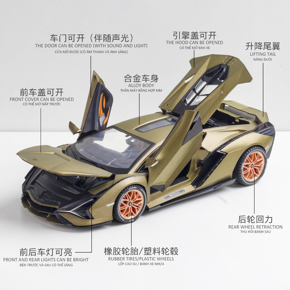 合金汽車模型1:18 Rambo 閃電跑車,帶聲光回拉玩具汽車音樂模型裝飾品合集