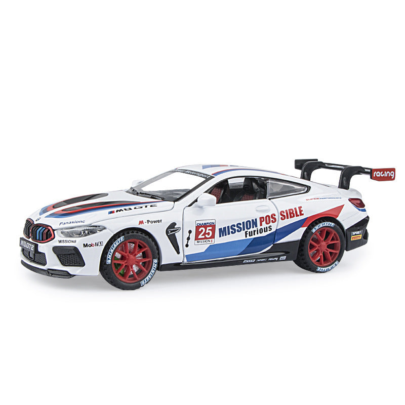 合金車模1:32 Bmw M8賽道版跑車帶音光回力玩具車音樂模型代發