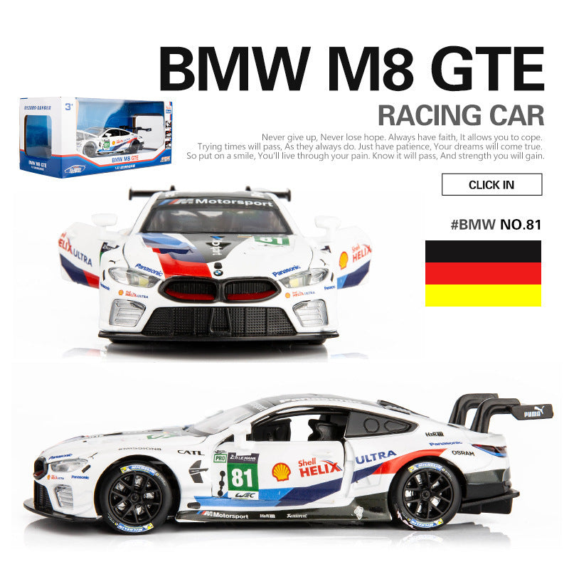 合金車模1:32 Bmw M8跑車賽道版聲光回力玩具車音樂模型擺件