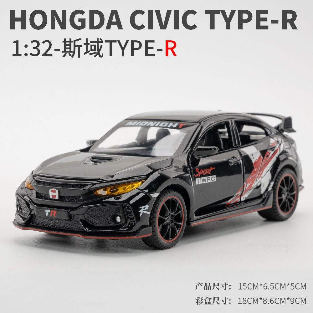合金車模1:32 Honda 思域發聲燈光回力玩具汽車音樂模型擺件藏品